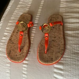 Michael Kors Jelly Thong cork Orange Sandals